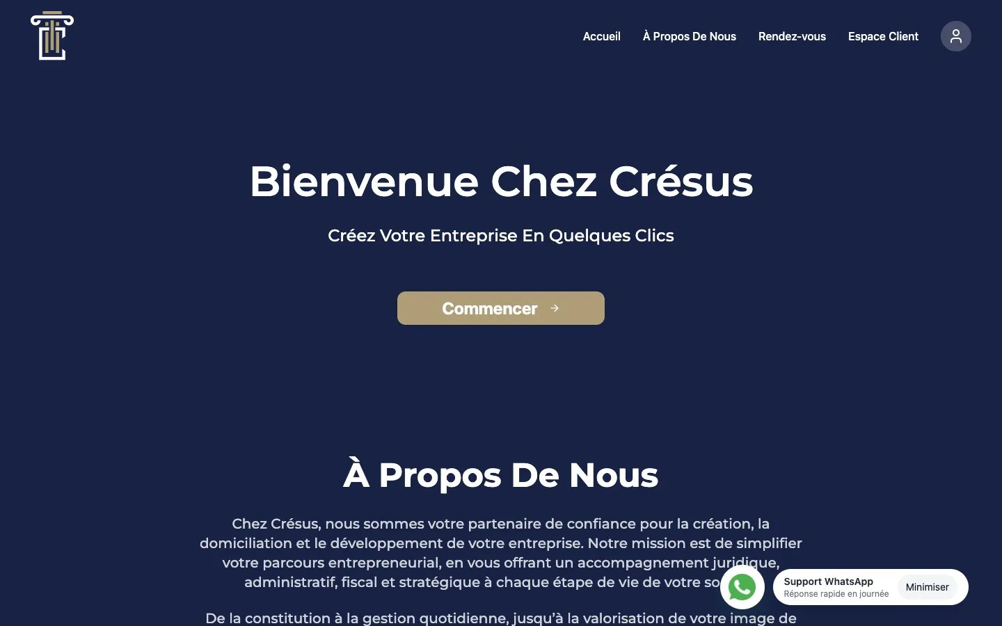 Capture d'écran du site Crésus