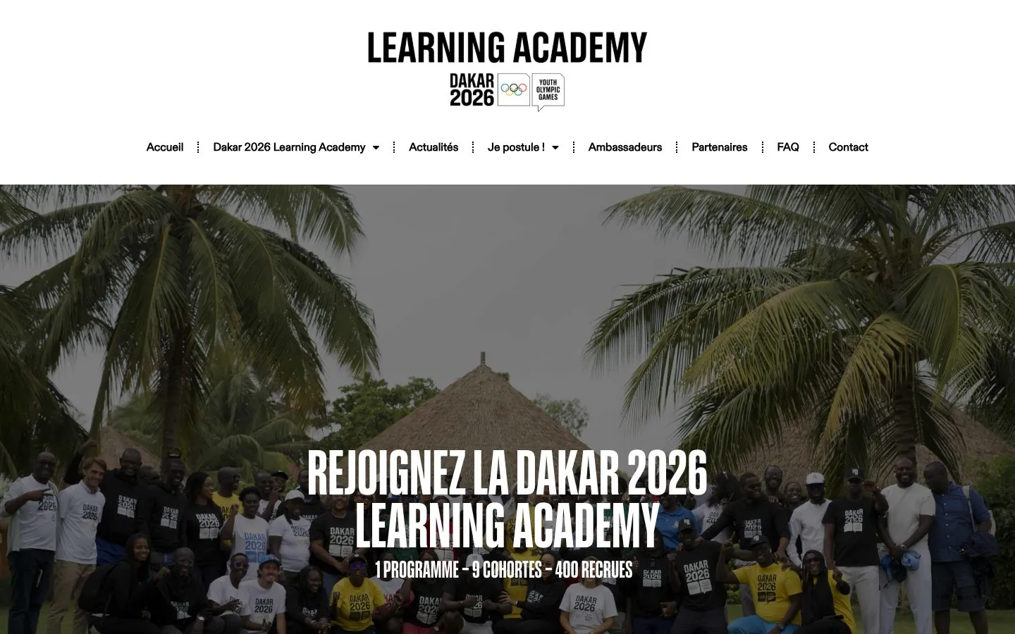 Capture d'écran du site Dakar 2026 Learning Academy