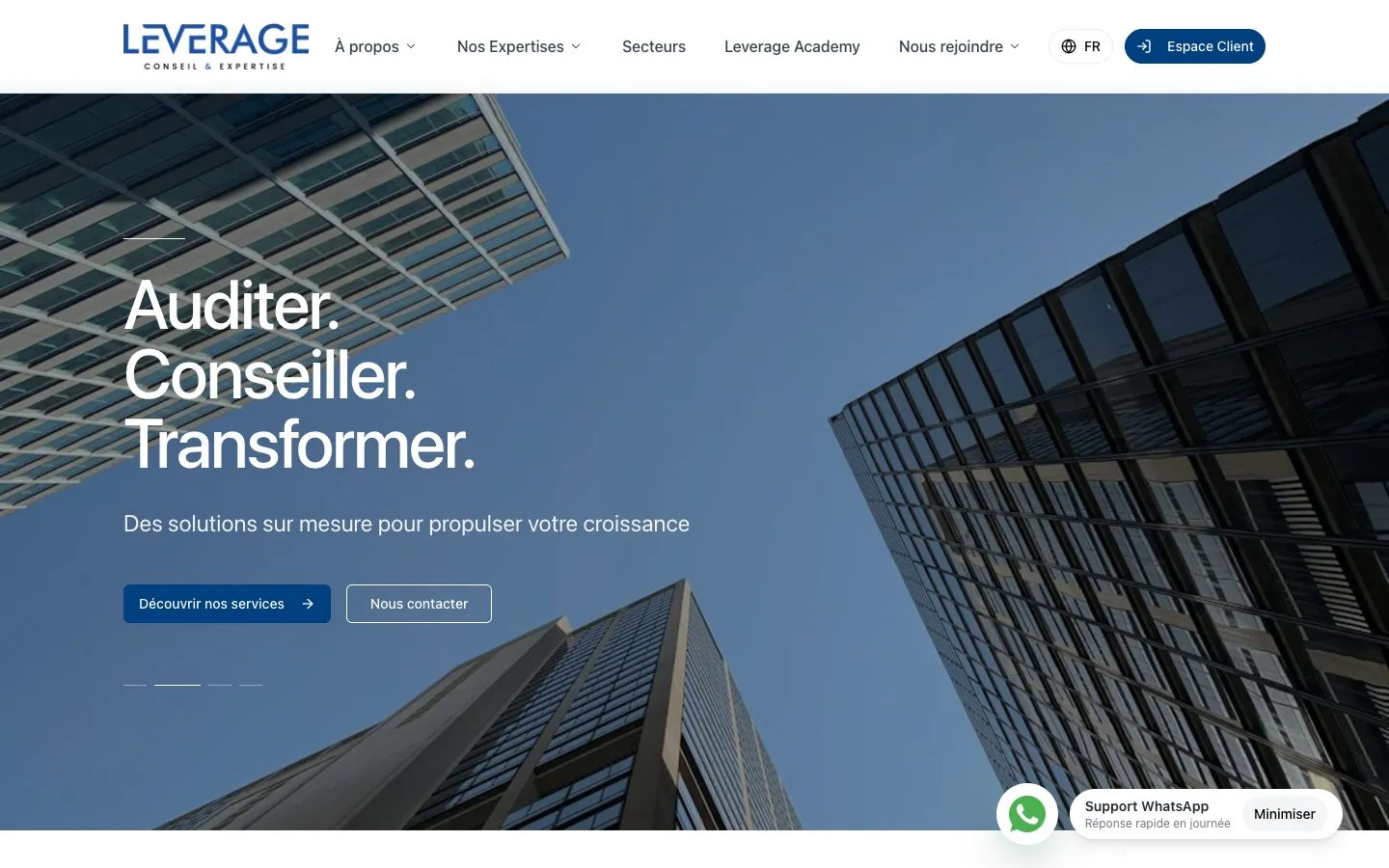 Capture d'écran du site Leverage Conseil & Expertise